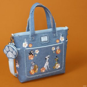 Disney Dogs & Cats Floral Faux Denim Convertible Backpack & Tote Bag with Coin Bag