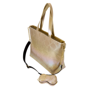 Sanrio Hello Kitty 50th Anniversary Metallic Gold Tote Crossbody Bag With Coin Bag