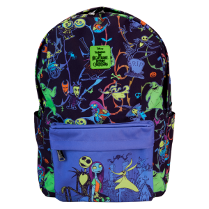 Nightmare Before Christmas Neon Glow All-Over Print Nylon Full-Size Backpack