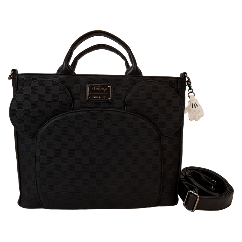 Mickey Mouse Checkered Texture Convertible Backpack & Tote Crossbody Bag