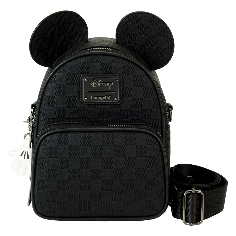 Mickey Mouse Checkered Texture Convertible Mini Backpack & Crossbody Bag
